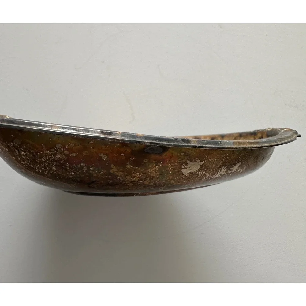 Vintage International Silverplate Heart Trinket Dish Floral Embossed Patina